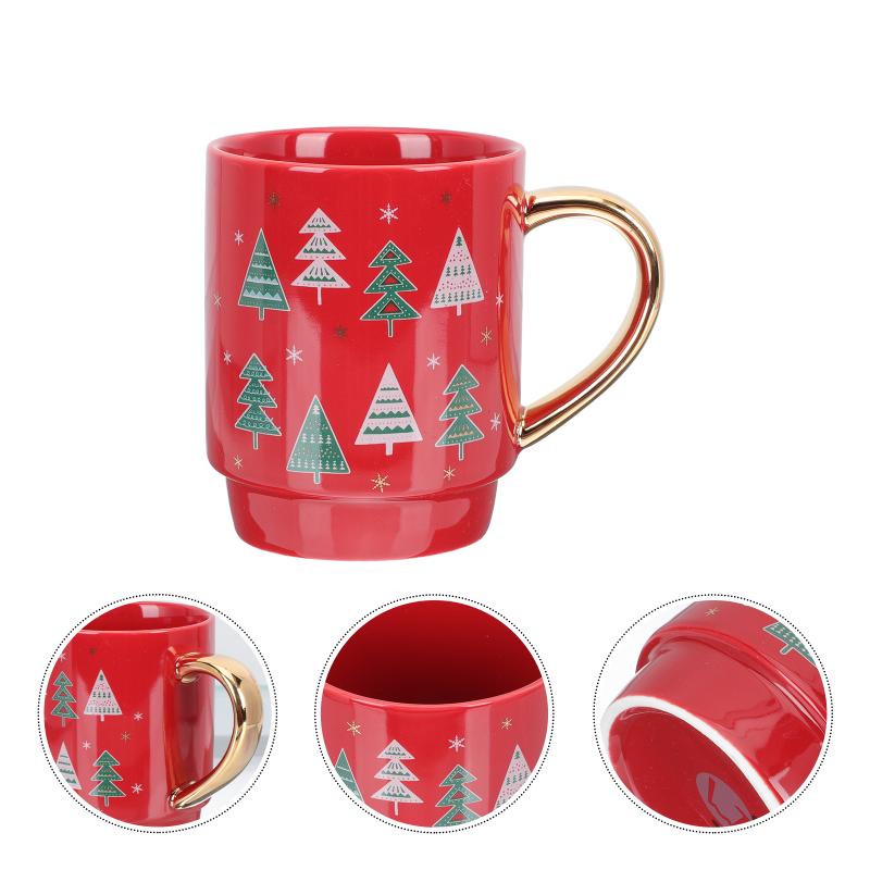 

Mugs 1Pc Party Tree Pattern Mug Ceramic Christmas Coffee Cup Home Beverage Holder