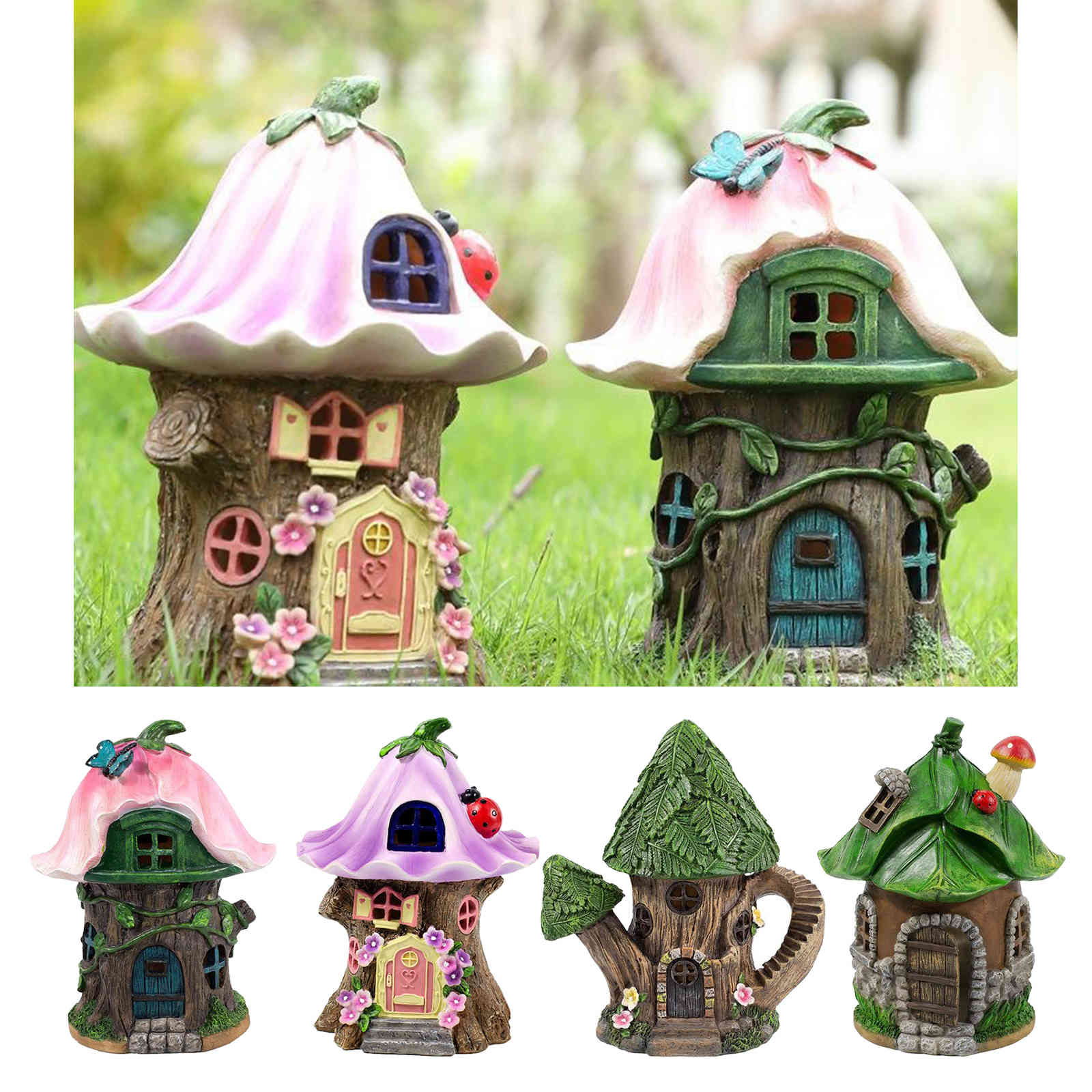 

Craft Miniature Fairy House Solar Powered Outdoor Decor LED Garden Light Outdoor Decoration Led Light Yard Walkway L0409