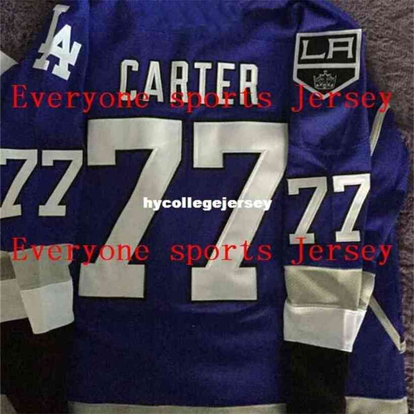 

Jeff carter Dustin Brown Jonathan Quick LA Kings/LA Dodgers blue white pride night Ice Hockey Jerseys Custom any player any name jerseys, Black