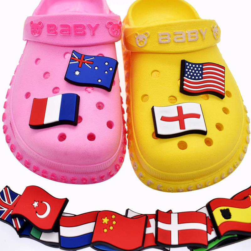 

Soft Rubber National Flag Shoe Deocrations Charm Parts Accessories Jibitz for Croc Charms Clog Buckle Buttons