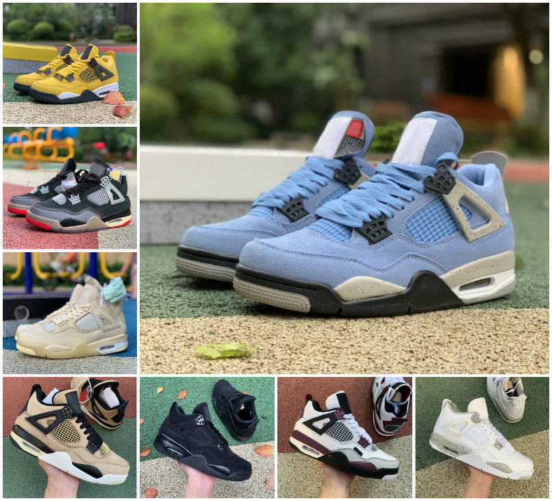 

Top Quality University Blue 4 4s Desert Moss Basketball Shoes Mens Women Cream Sail White Oreo Cement Black Cat JORDÁN Union Taupe Haze Bred What The Pine Green Sneakers, Bubble package bag