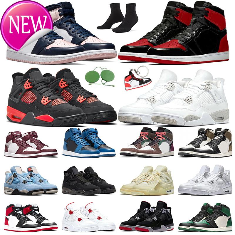 

Men Basketball Shoes 1 1s Atmosphere Bubble Gum Hand Crafted Bred Patent 4s University Blue Black Cat White Oreo Pure Money Red Thunder, #21