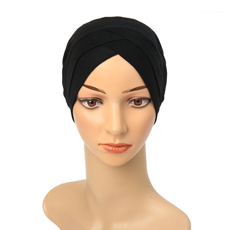 

Scarves Muslim Underscarf Hat Cotton Inner Hijab Plain Cross Scarf Turbans Women Caps Islamic Headband 28 Color