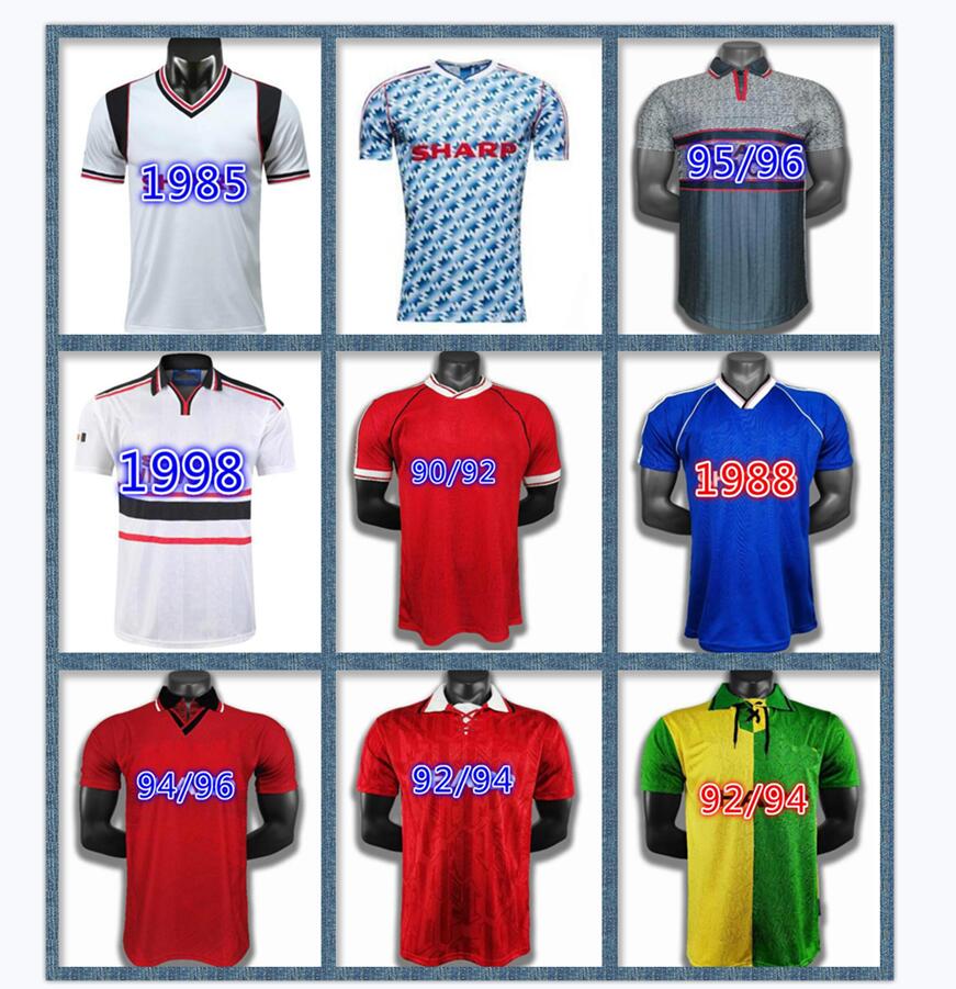 

RONALDO RETRO Soccer Jersey Solskjaer Cantona Beckham 95 96 UTD Football Shirt Giggs United Cruyff Rooney Scholes Keane Ronaldo Maillot, Red