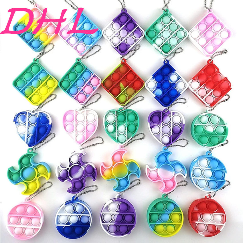 

DHL Simple Keychain Push Bubble Fidget Toys Decompression Toy Fidgets key chain Anti Stress Board