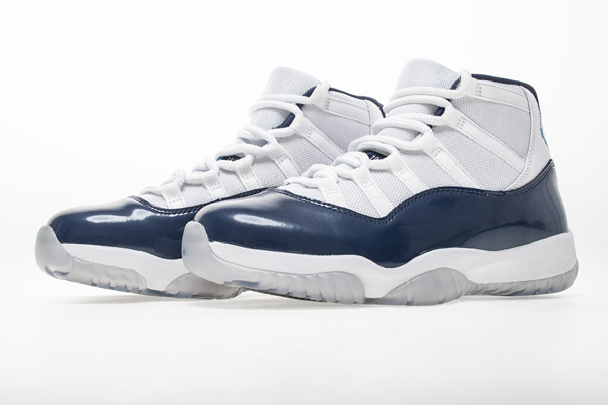 Jumpman 11 RETRO Navy Win Like 82s Basketball Chaussures BLANC UNIVERSITÉ BLEU Réel Fibre De Carbone Sports De Plein Air Baskets Avec Boîte D'ori
