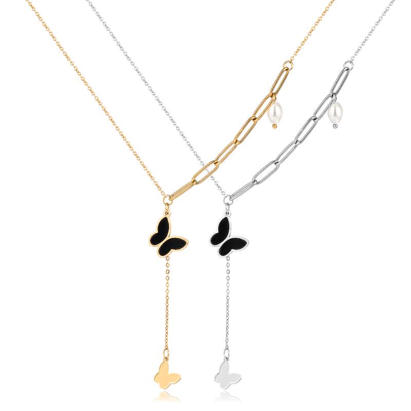 

Pendant Necklaces FYSARA Top Selling Lastest Trendy Stainless Steel Butterfly Charm Jewelry Gold Wedding Necklace For Women Gift, Silver