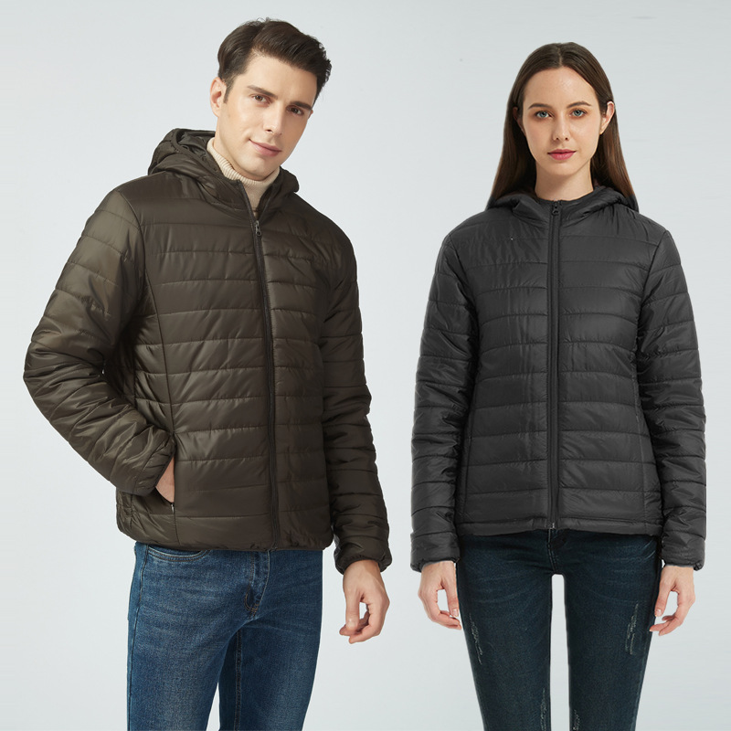 

Men's Women's Down Jackets Solid Color Long Sleeved New Cotton Clothes Zipper Placket Coat Autumn Winter Warm Jacket, Customize