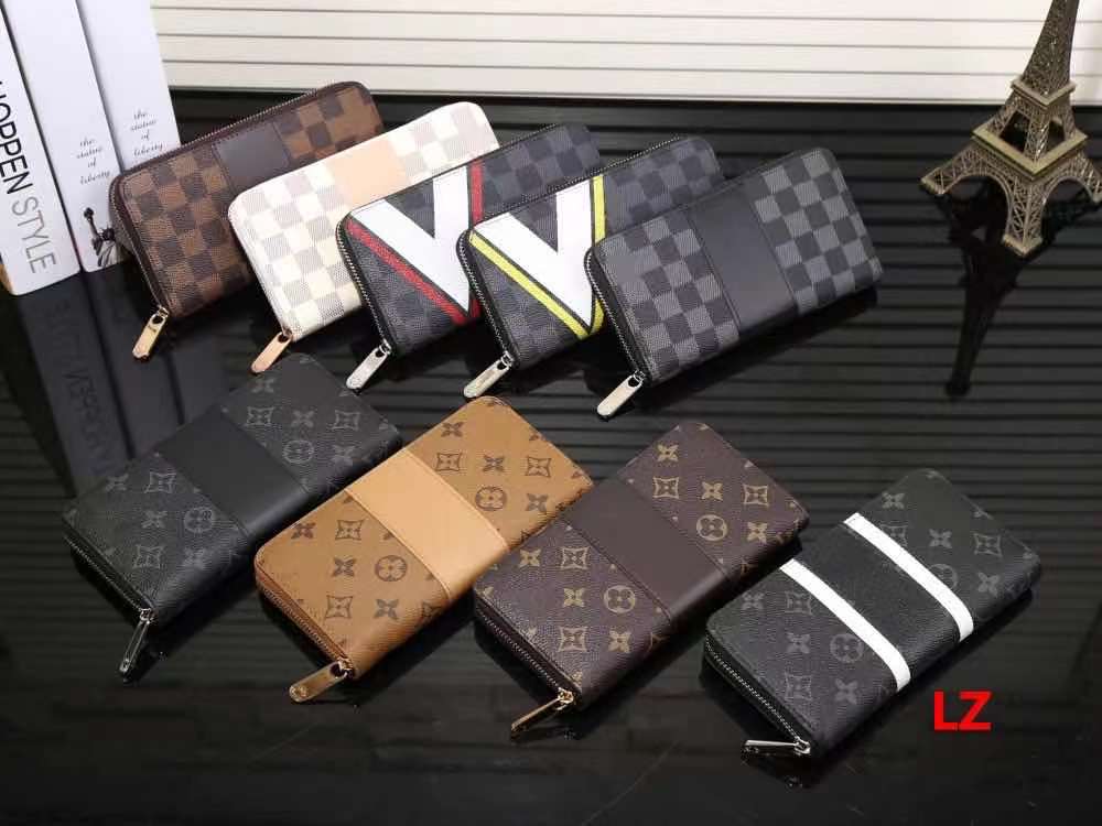 

France Designer Women Long Checkbook Wallets Credit Card Photo Holder Wallet Brown Mono Gram White Checkered Canvas Leather #13, Red;black