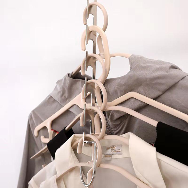 

Hangers & Racks Stainless Steel 6-hole Magic Clothes Hanger Make Full Use Of Space Drying Save Stacking