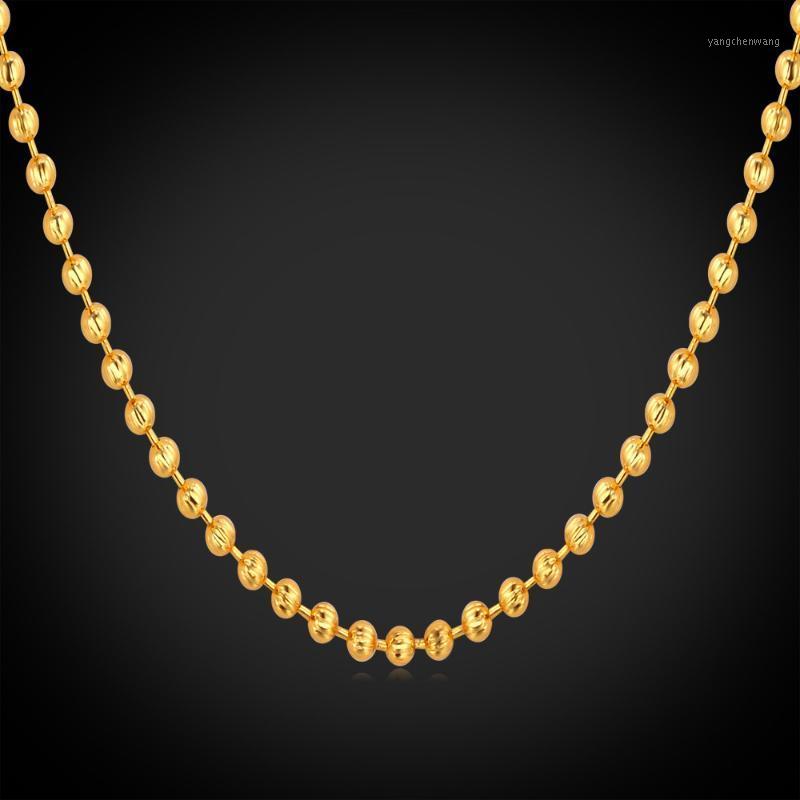 

Kpop Women Necklaces Gift Trendy Jewelry 48CM +5CM Yellow Gold/Silver Color Men N159 Chains