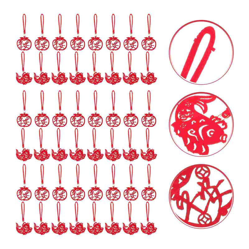 

Christmas Decorations 48Pcs Flocking Red Pendants Tree Hanging Adornment Indoor Outdoor Festival