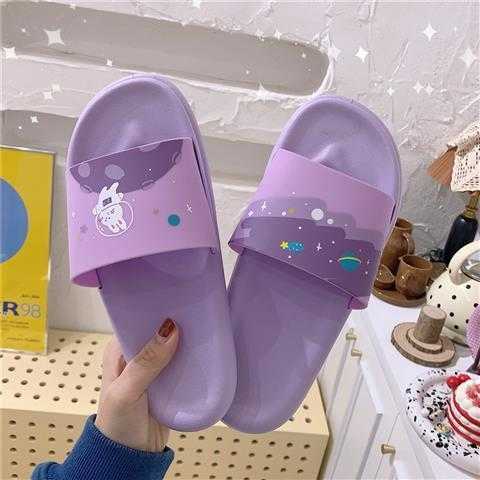 

2021 New Indoor Women Slides Kawaii Shoes Bathroom Non-slip Anime House Slippers Fashion Cute Korea Style Beach Shoes Women H0827, Purple