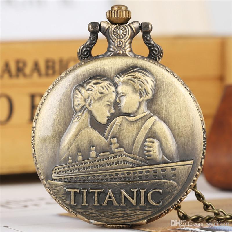 

Classic Romantic Disaster Movie Extension Watch Quartz Pocket Watche Necklace Chain Clock Love Story for Men Women reloj, Slivery;golden