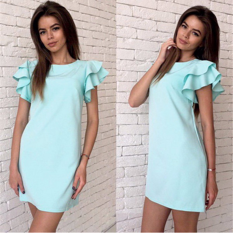 

Women Fashion Petal sleeves Dresses for womens plus size clothing loose fit bodycon casual ladies dresses ladies club dresses GZQZ4 RF, Black;gray