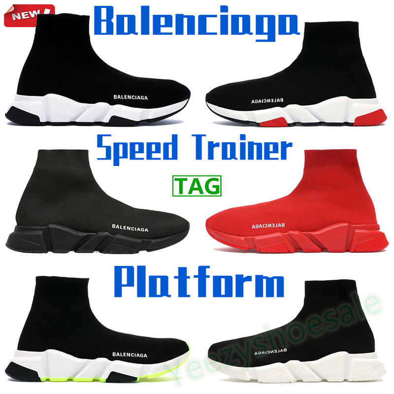 

2021 Balenciaga casual socks shoes speed trainer men women sneaker fashion platform triple black white royal beige red paris mens womens trainer US 6-12, Bubble wrap packaging