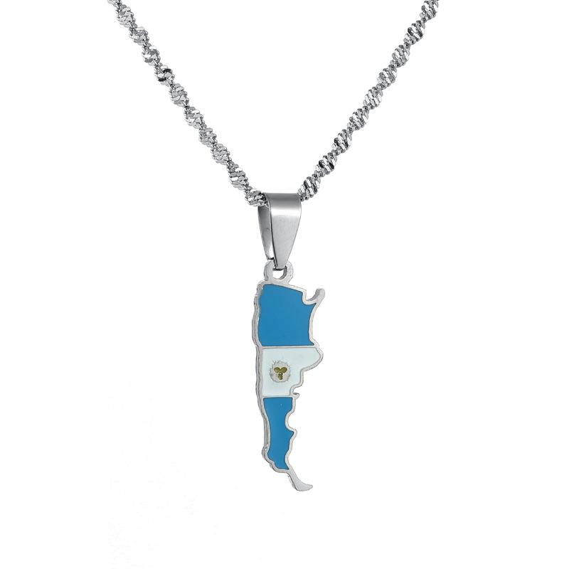 

Chains Stainless Steel Country Argentina Map & Flag Pendant Necklaces Gold Color Argentine Ethnic Jewelry Gift