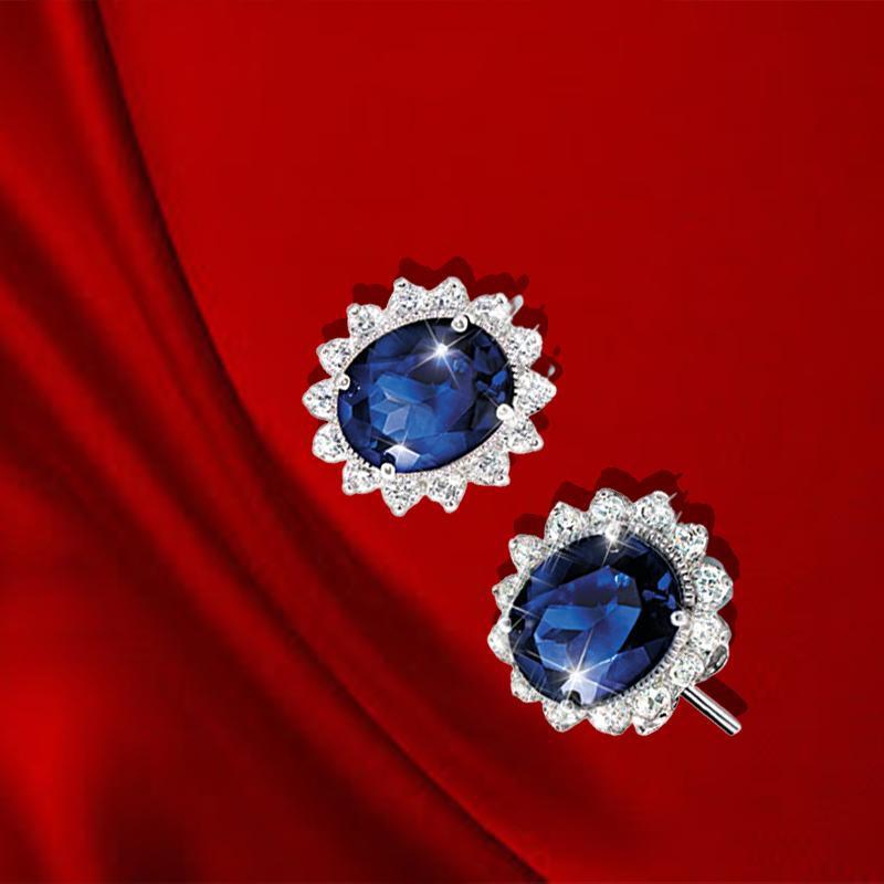 

Stud Cute Female Crystal Zircon Earrings Dainty Silver Color For Women Girl Blue White Round Jewelry Gift, Golden;silver