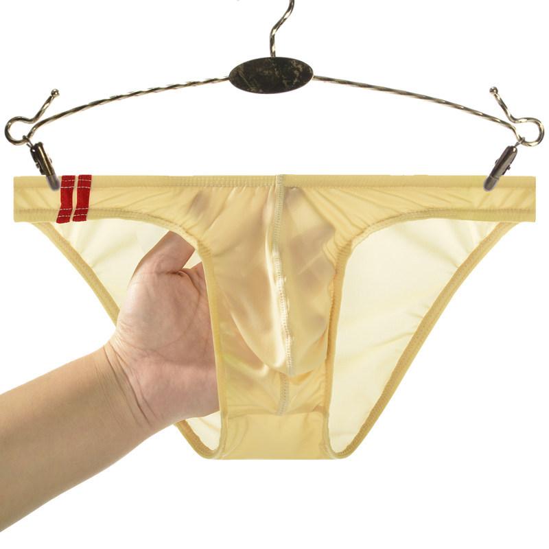 

Underpants Men's Transparent Ice Silk Sissy Panties Low Waist Under Wear Sexy Silky Breathable Jockstrap Men Pouch Underwear Briefs, Dark grey