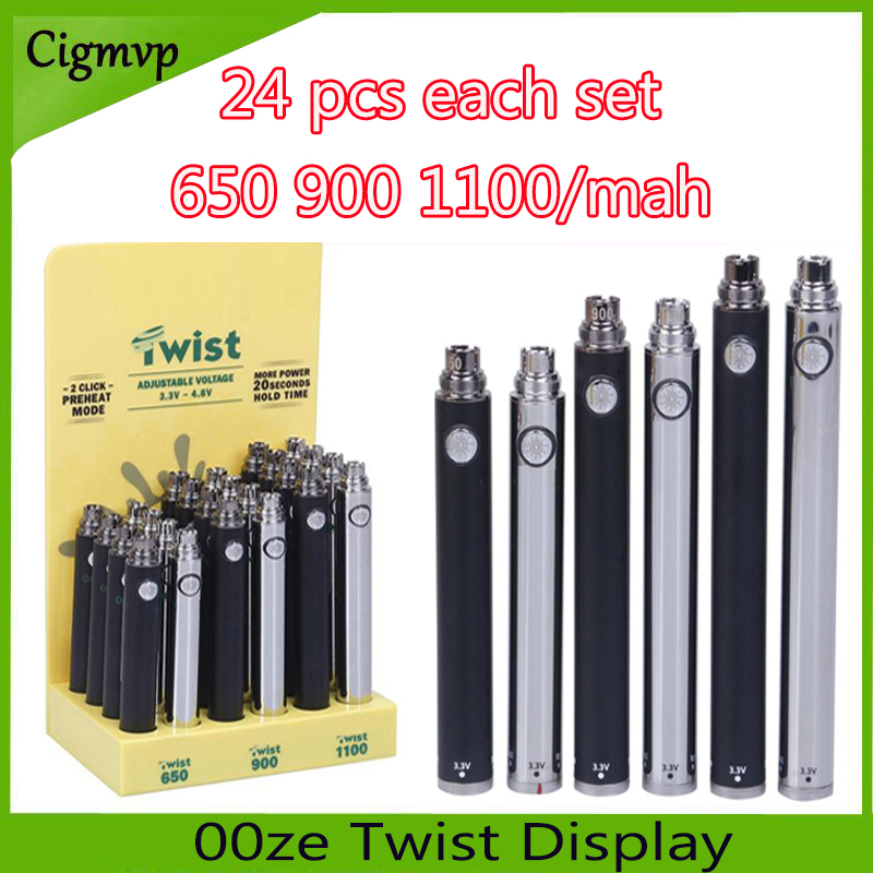 

24 Count Twist Batteries with 650, 900 1100 mAh Black and Chrome set