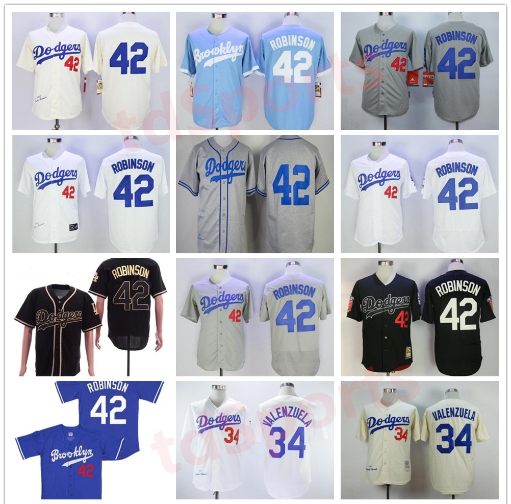 

Men Women youth Retro Brooklyn LA Baseball Jersey #42 Jackie Robinson White Black Blue 1955 Stitched Los Angeles Jerseys, Blue;black