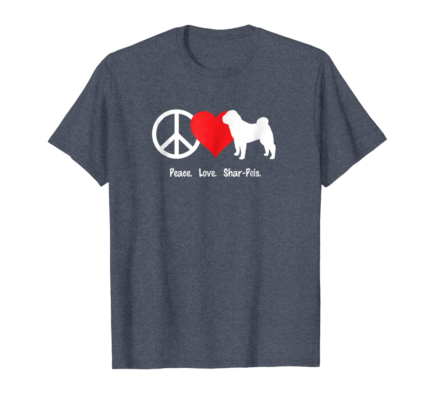 

peace love shar-peis t-shirt shirt tee - dog shar pei, White;black