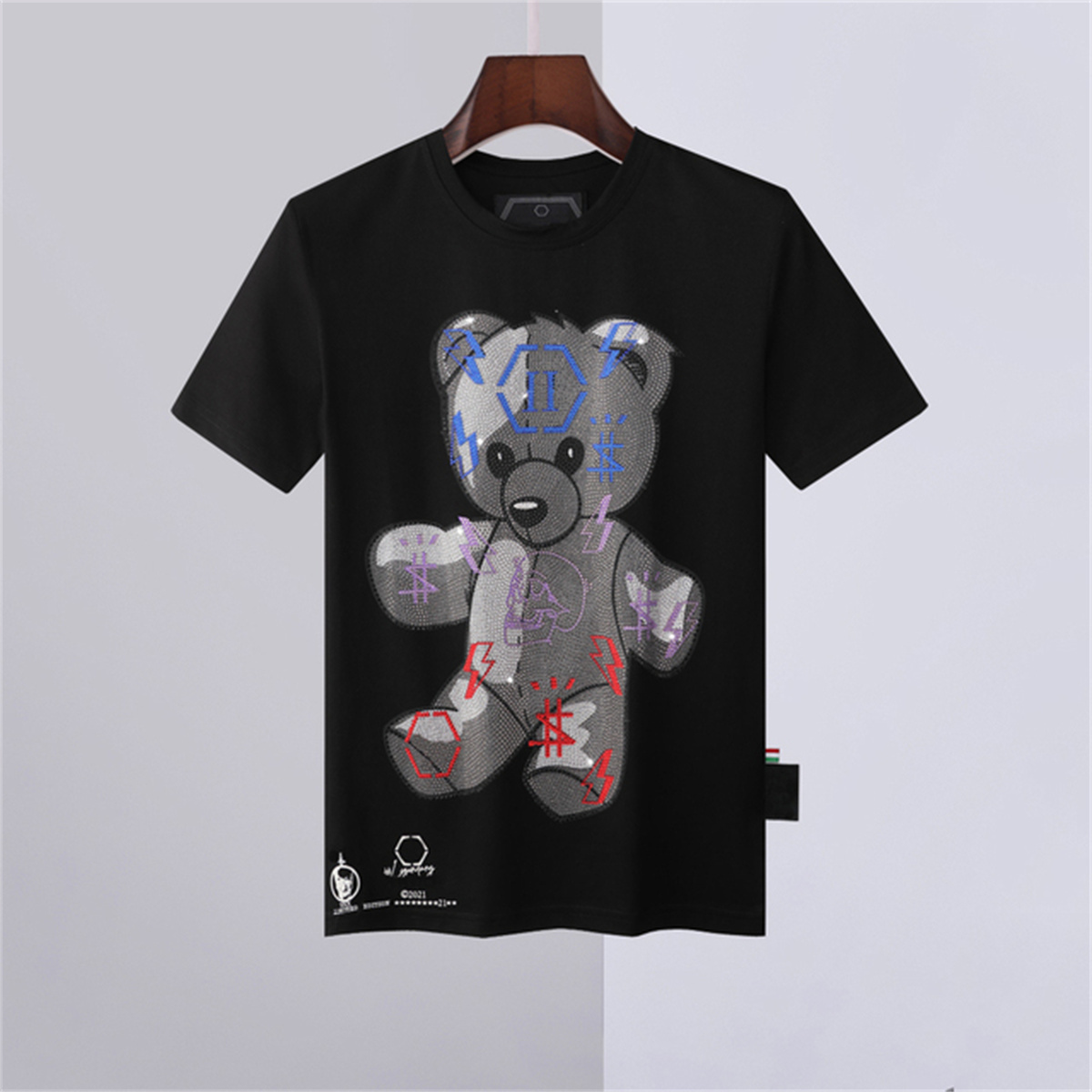

22ss Summer Short Sleeve T-Shirt Hip Hop Fashion Men O-neck Fitness Casual Slim Tops PP Men's Skulls Print Cotton Streetwear T-shirt Size : M-3XL, Multi