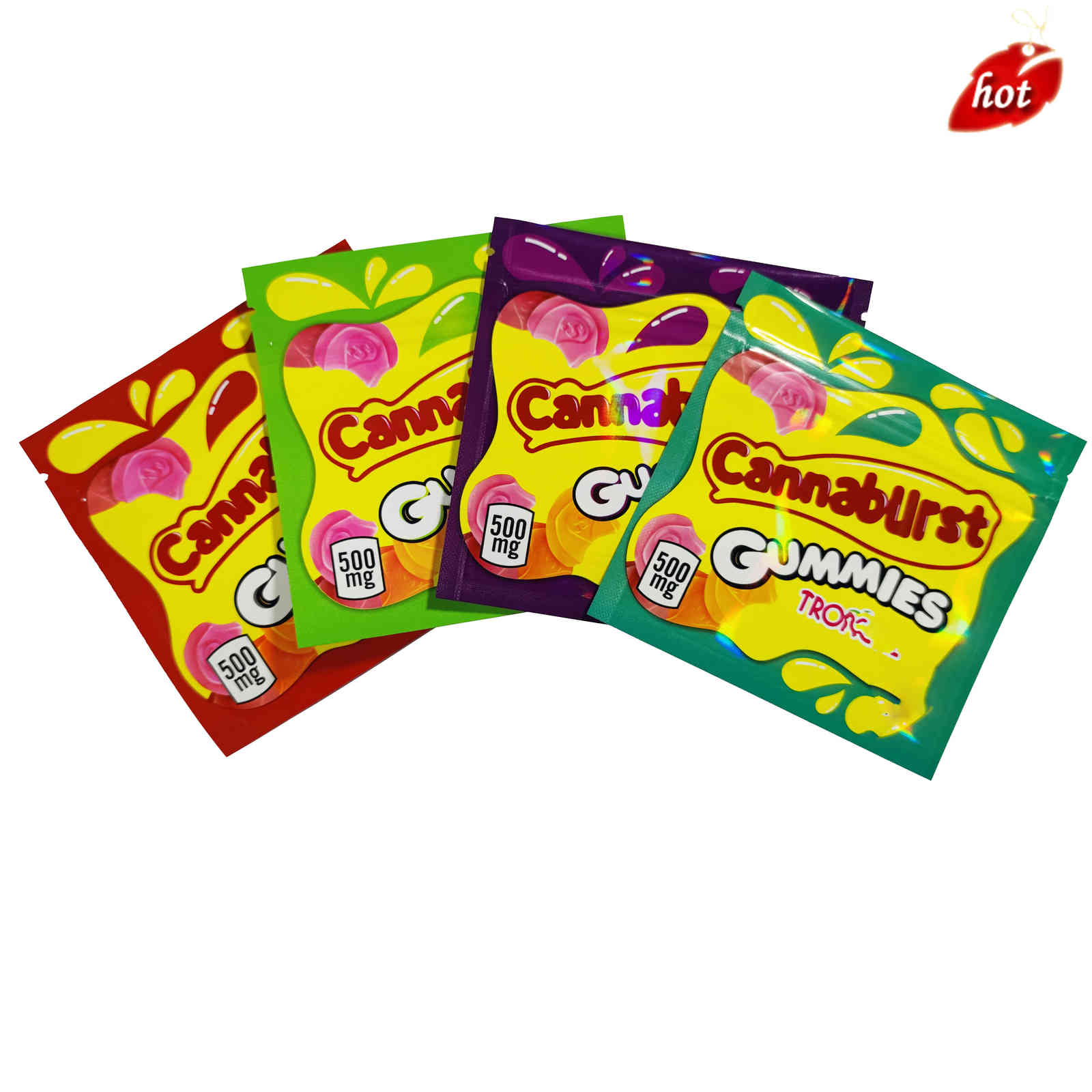 

Empty 4 types 500mg Cannaburst packaging bags edible gummmies package bag smell proof resealable zipper pouch packages candy gummy mylar baggies J0VQ