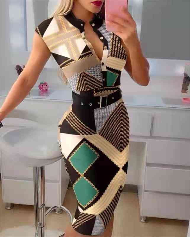 

Womens Casual Patchwork Mid-length Robe Office Ladies Suit Fall Womens Plaid Printed Buttons Tight Work Dress With Belt, Black;gray
