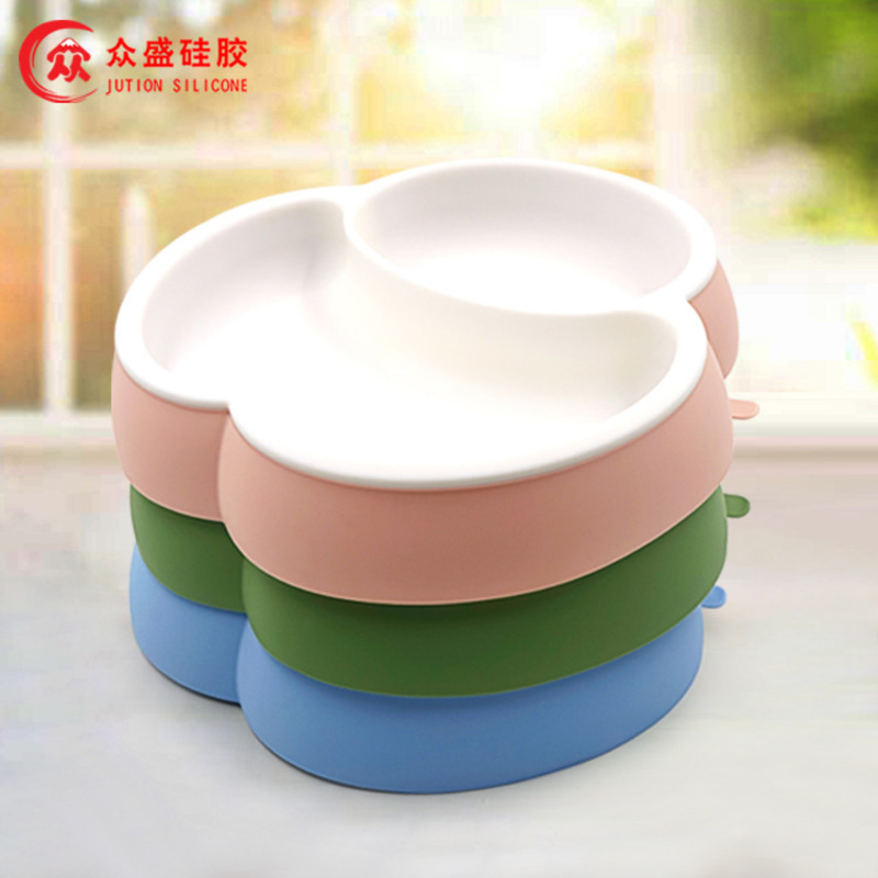

new children's silicone thickened bottom absorbing food plate silicone products
