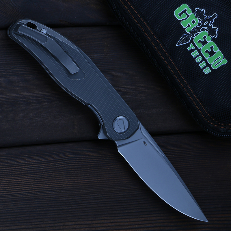 

Green thorn Stellar TC4 titanium handle VG10 blade outdoor camping hunting practical folding knife EDC tool
