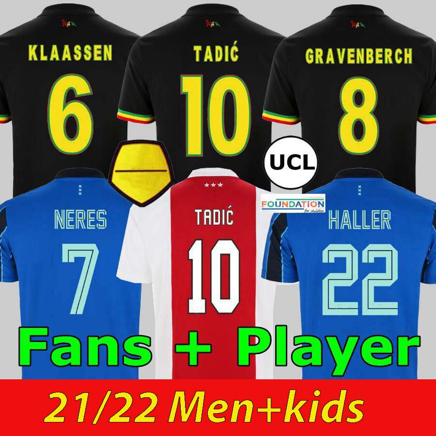 

21 22 Soccer Jerseys TADIC BERGHUIS HALLER Third black Kit BLIND PROMES NERES CRUYFF KLAASSEN GRAVENBERCH 2022 football shirt men kids sets uniform, Away