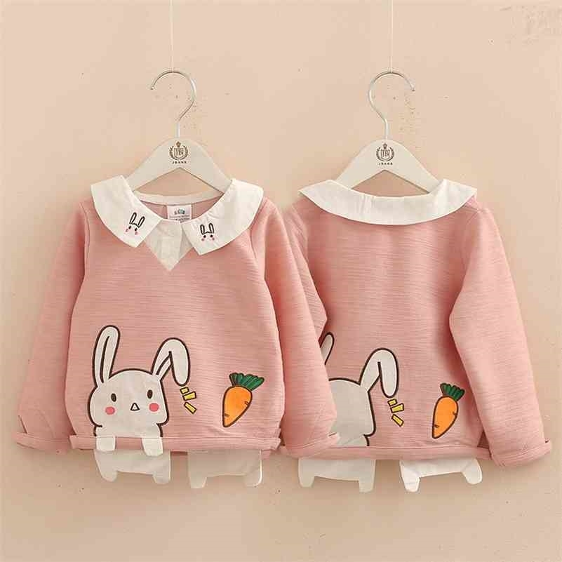

Spring Autumn 2-10 Years Old Children Long Sleeve Cute Patchwork Cartoon Embroidery Baby Kids School Sweatshirts For Girls 210701, Pink