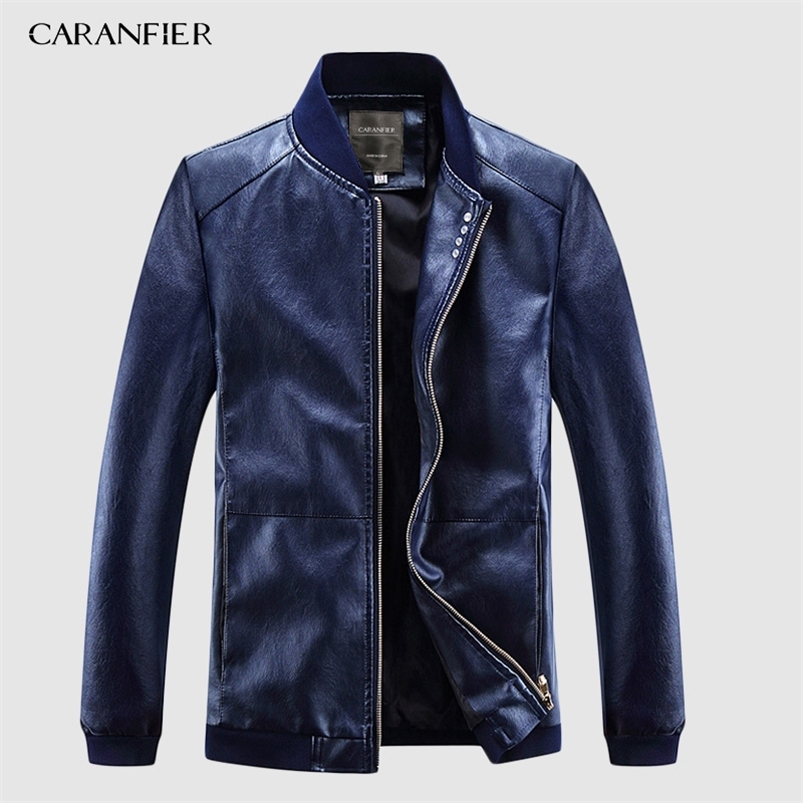 

CARANFIER Spring Autumn Coats Men Leather Jackets Men Fashion Faux Outerwear Pilot Biker Motorcycle Male Business Jacket 211111, Red