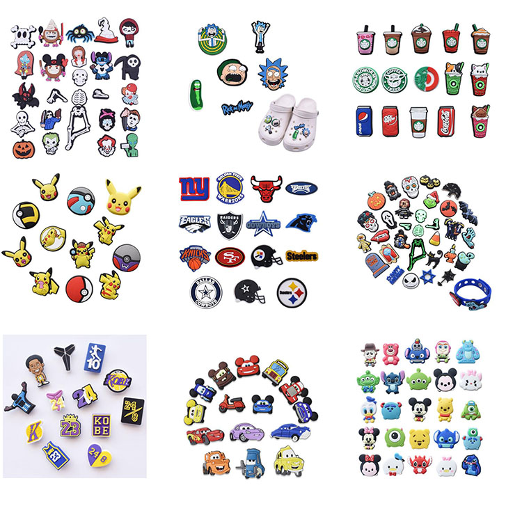 

wholesale hot croc shoe charms soft rubber shoecharms buckle fashion accessories diy clog decoration instock