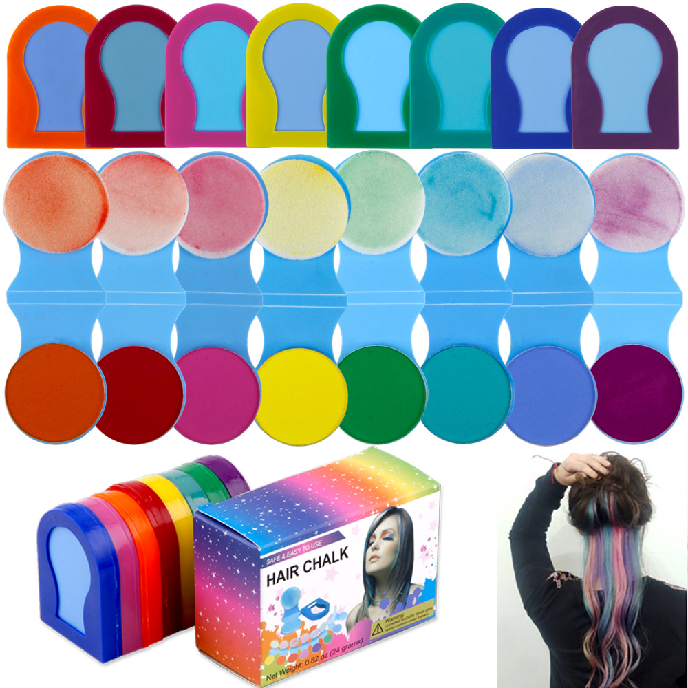 

8 Colors/Box Temporary Hair Chalk Party Kids Powder Color Portable DIY Pastel Paint Soft Salon Styling Wash-Out Women Tools Hair Dye
