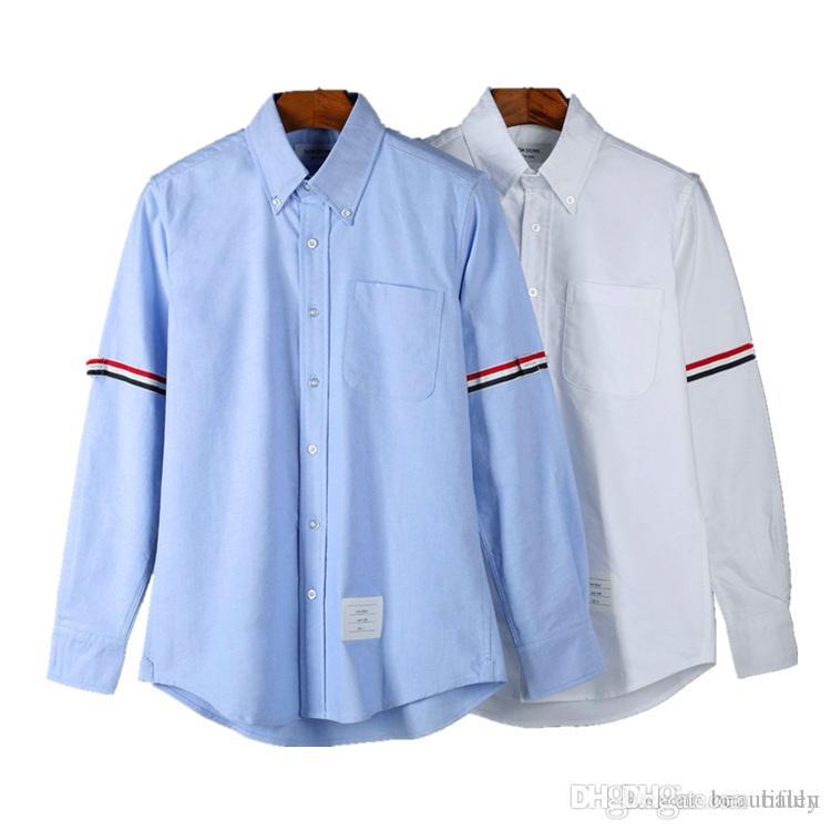 

Fashion luxury Mens designer thom shirts browne TB classic Tri Color Ribbon long sleeved shirt THOM for man casual tshirt vetements, White;black
