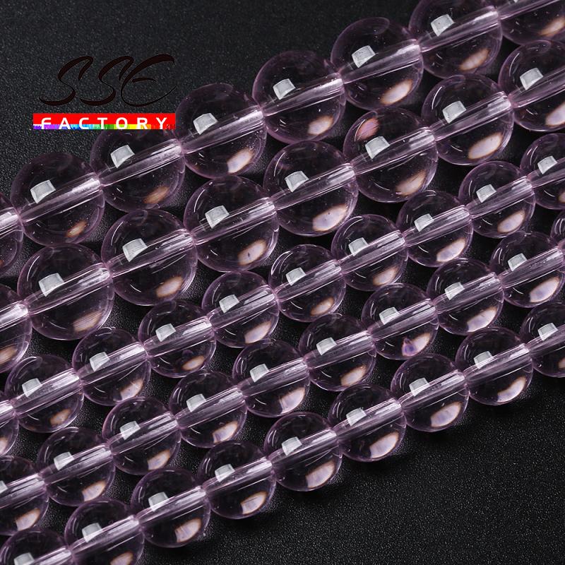 

Other Clear Pink Quartzs Crystal Glass Beads For Jewelry Making Round Loose Spacer 4 6 8 10 12 Mm Diy Bracelets Necklace 15"inch