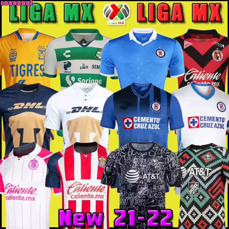 

21 22 Club Cruz Azul Soccer Jersey 2021 2022 Guadalajara Chivas 115th Tijuana UNAM Tigres home away third Liga MX Football Shirts Santos Laguna mexico Thai, [club america]away