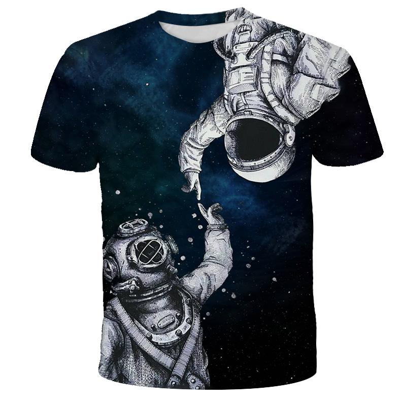 

Men's T-Shirts 2021 Fashion Casual Space Swing Under Moon Digital Print T-shirt Short Sleeve Children's Boys And Girls Childlike Aviation T-, Black