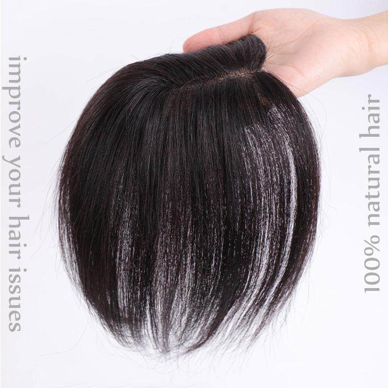 

Synthetic Wigs Hair Topper Clip Ons Natural Real Black Brown Middle Part Piece Toupees For Women Half Wig, 5.9inchs dark brown