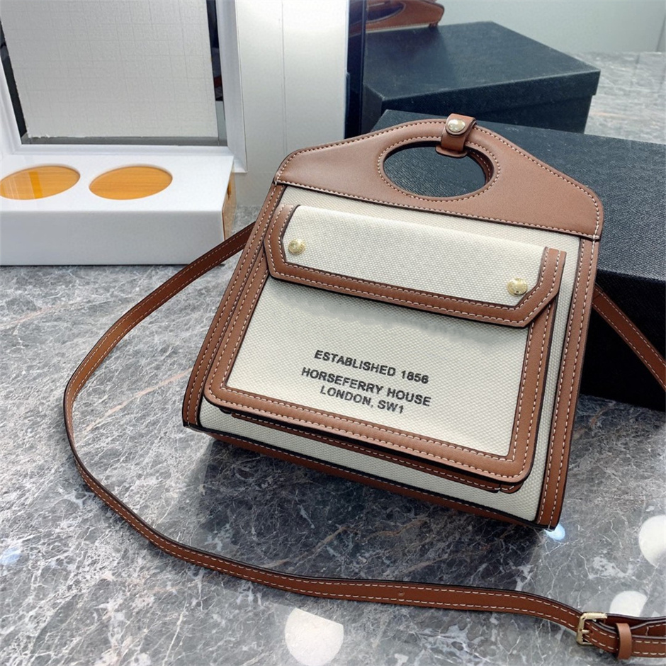 

The Pocket Bag England Style 23*26.5cm Mini Handbag Real Cowhide Canvas Tote Versatile Women Men Bags Shopping Pack Boutique Leather S1, Accessories fee(not sale separately)