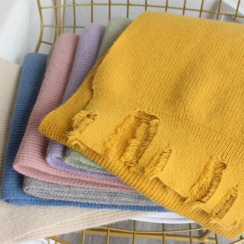 

Scarves Fall/winter2021Korean Style Broken Edge Thickened Couple Men's Women's Wool Scarf Solid Color Knitted Fashionable Warm Shawl