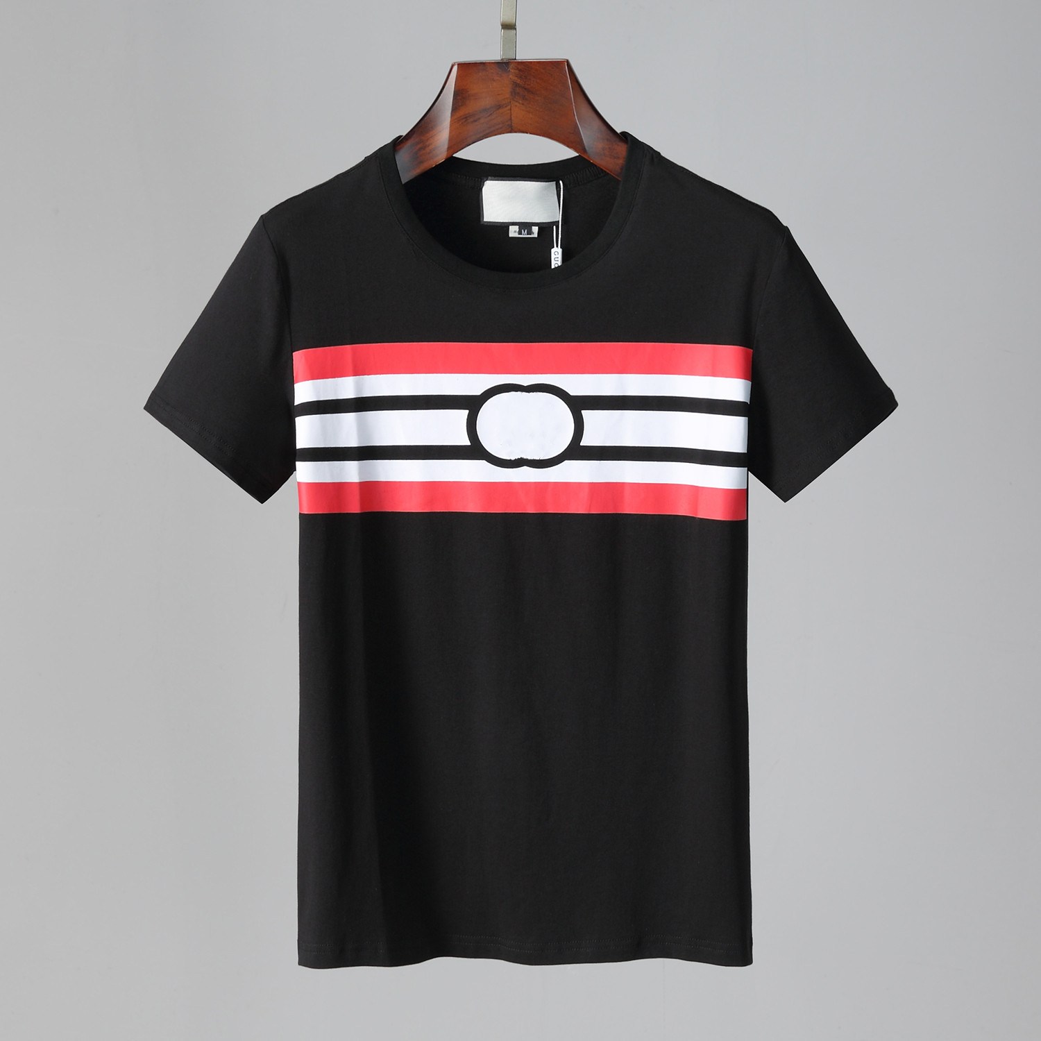

Mens Womens Luxurys Designers t shirt 2021 Casual Tshirts Knitting Men S Clothing Double G pattern interlocking Printed Tees Tops with Brand, White;black