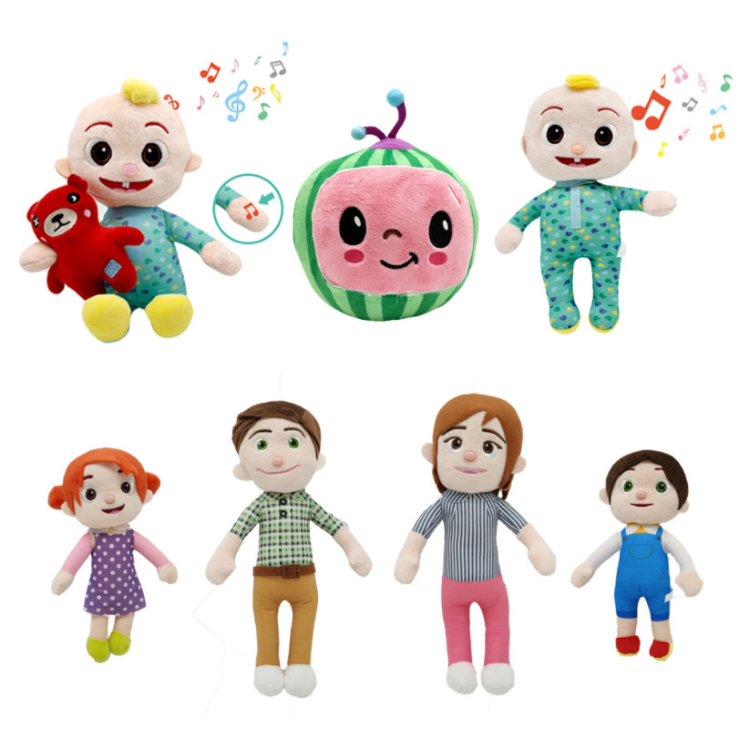 

15-33cm Cocomelon toys Plush with music Cartoon Tv Series Family Jj Sister Brother Mom And Dad Toy Doll Kids Gift Stuffed dolls, As pic
