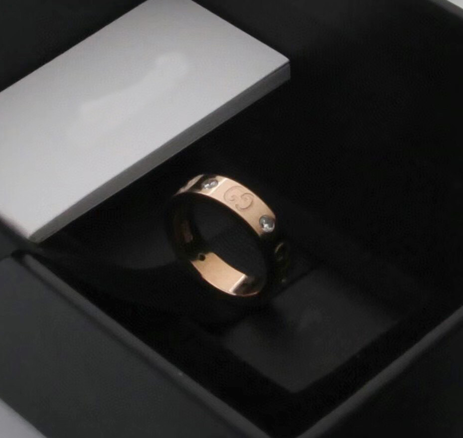 

Fashion style 316L stainless steel band ring with diamond design in three colors plated for women wedding jewelry gift have stamp PS3345