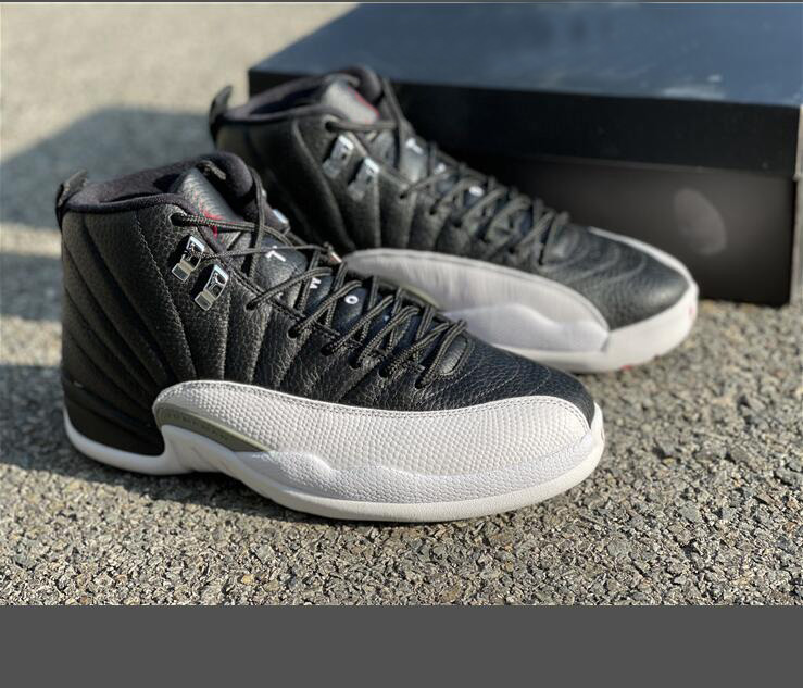 

Real carbon fiber 12 Playoffs mens Basketball Shoes 12s Black Varsity Red-White outdoor Sports Sneakers Running Trainers CT8013-006 With Box