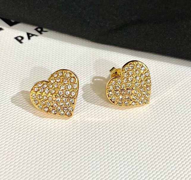 

Heart shape stud earring with diamond for women wedding jewelry gift PS3027