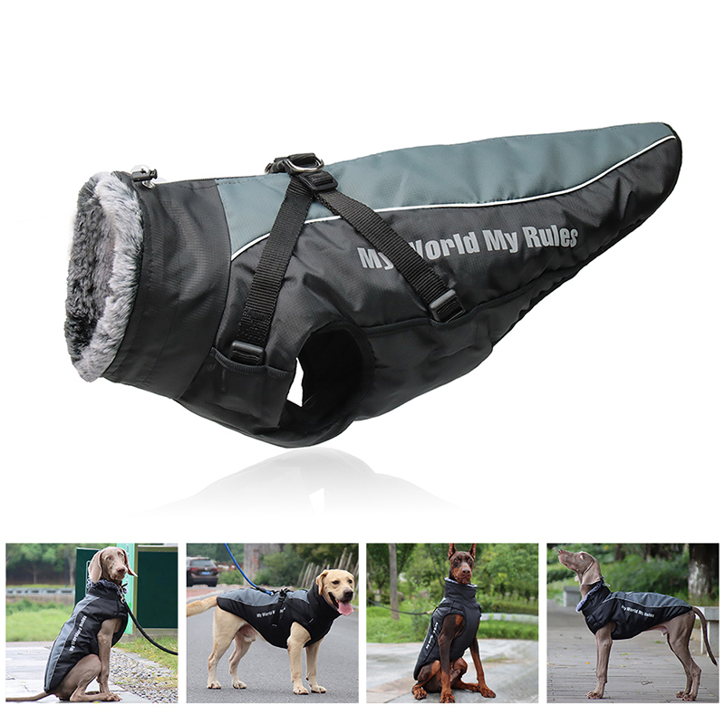 

Windproof waterproof Warm Dog cothes Oxford Vest Dogs Jacket cotton Coat Outfit for arge Dogs, White