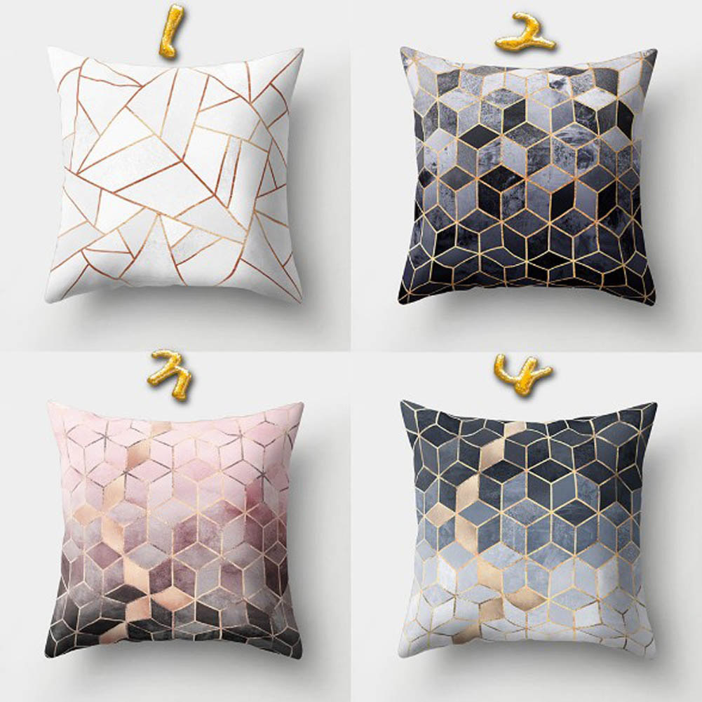 Nordic Style Geometric Printed Cushion Cover Polyester Throw Pillow Cases for Sofa Car Black Home Decorative Pillowcase 45*45cm-image-727434536